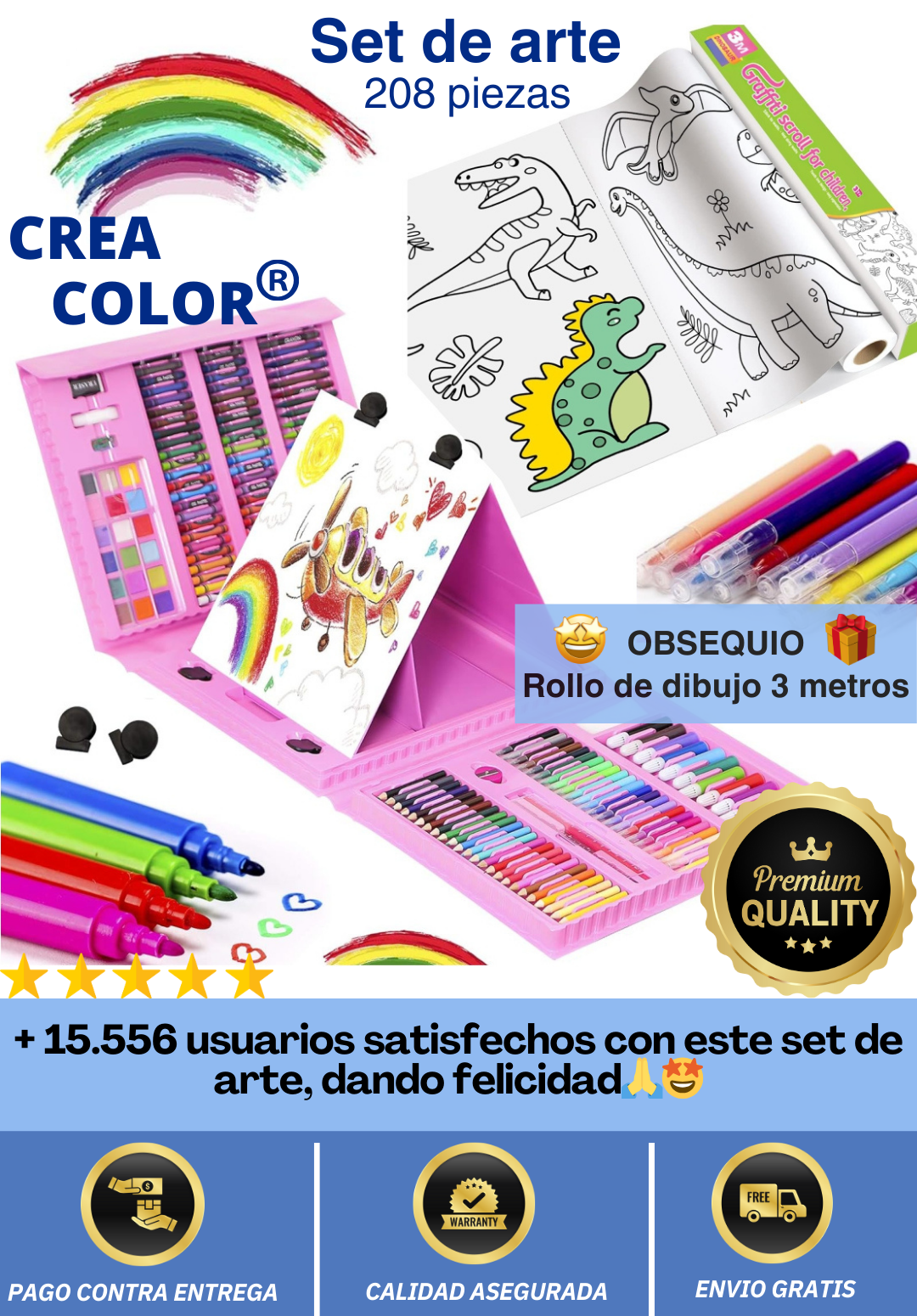 Set de Arte 208pcz mas Rollo de Dibujo